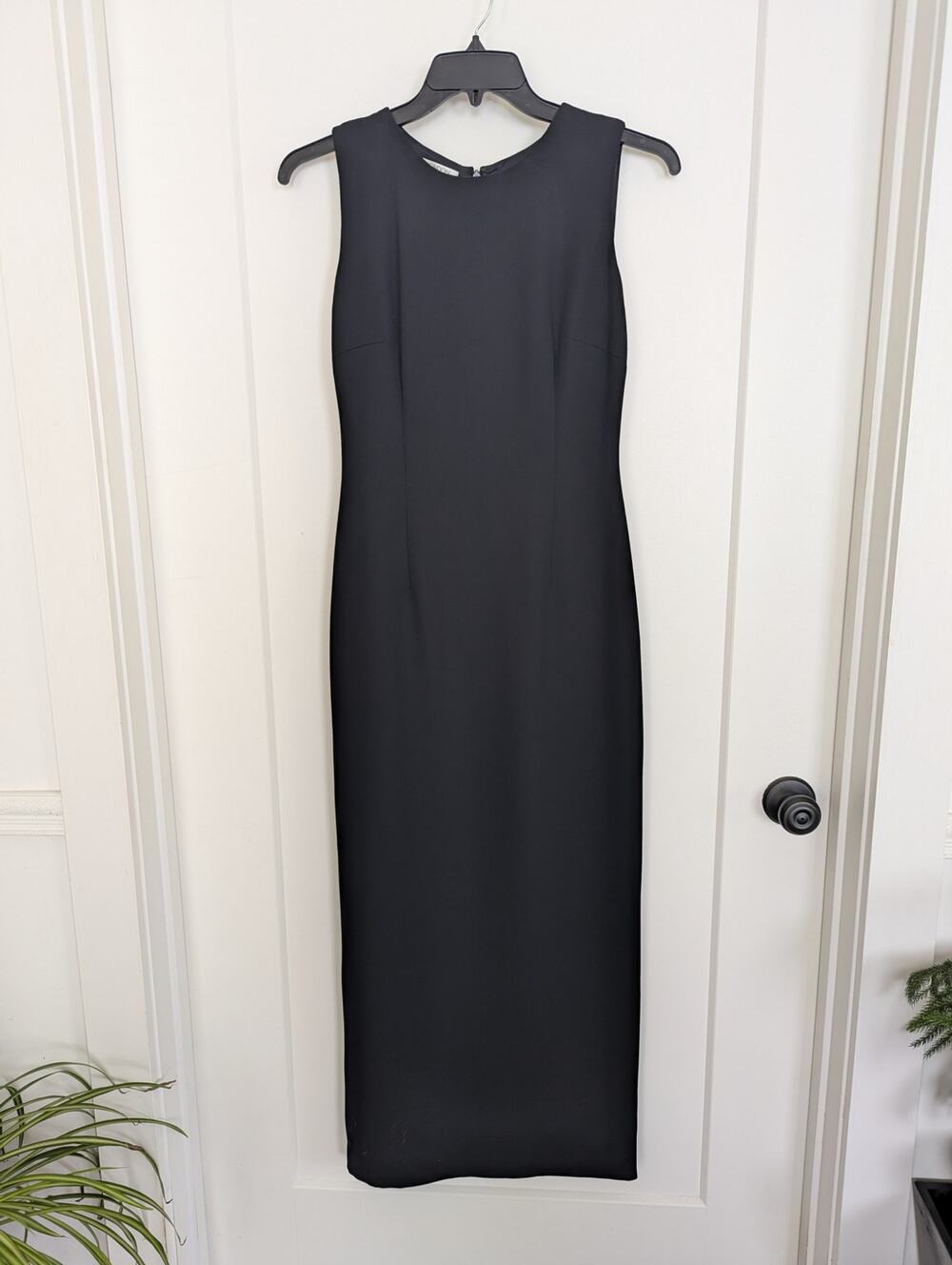 Maggy London Sleeveless Black Dress sz6 Sheath Maxi Lined Retro 90s